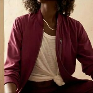 Banana Republic Maroon Full Zip Bomber Performance Lightweight Jacket Women's M